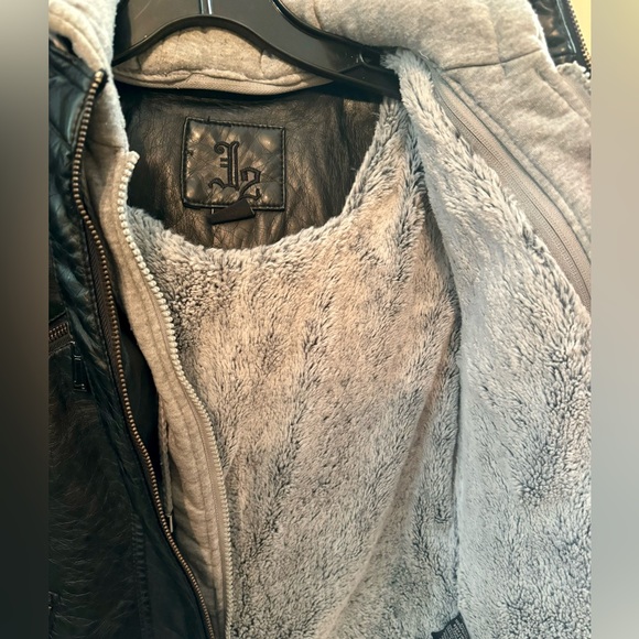 J2 Black Vegan Leather Jacket XS with Removable Hood - Picture 5 of 10